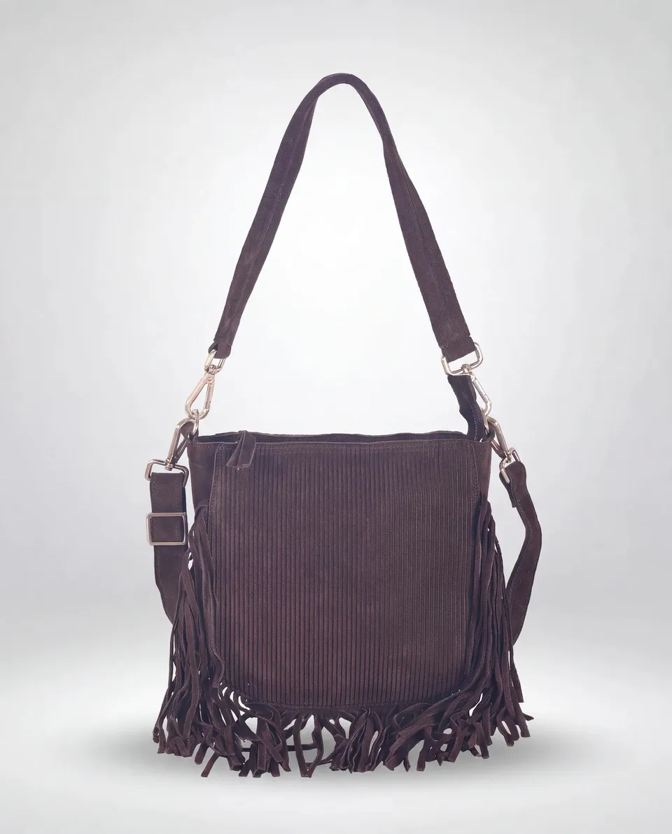 harbour-2nd-aiyana-cord-schultertasche-brown-fransen image 1
