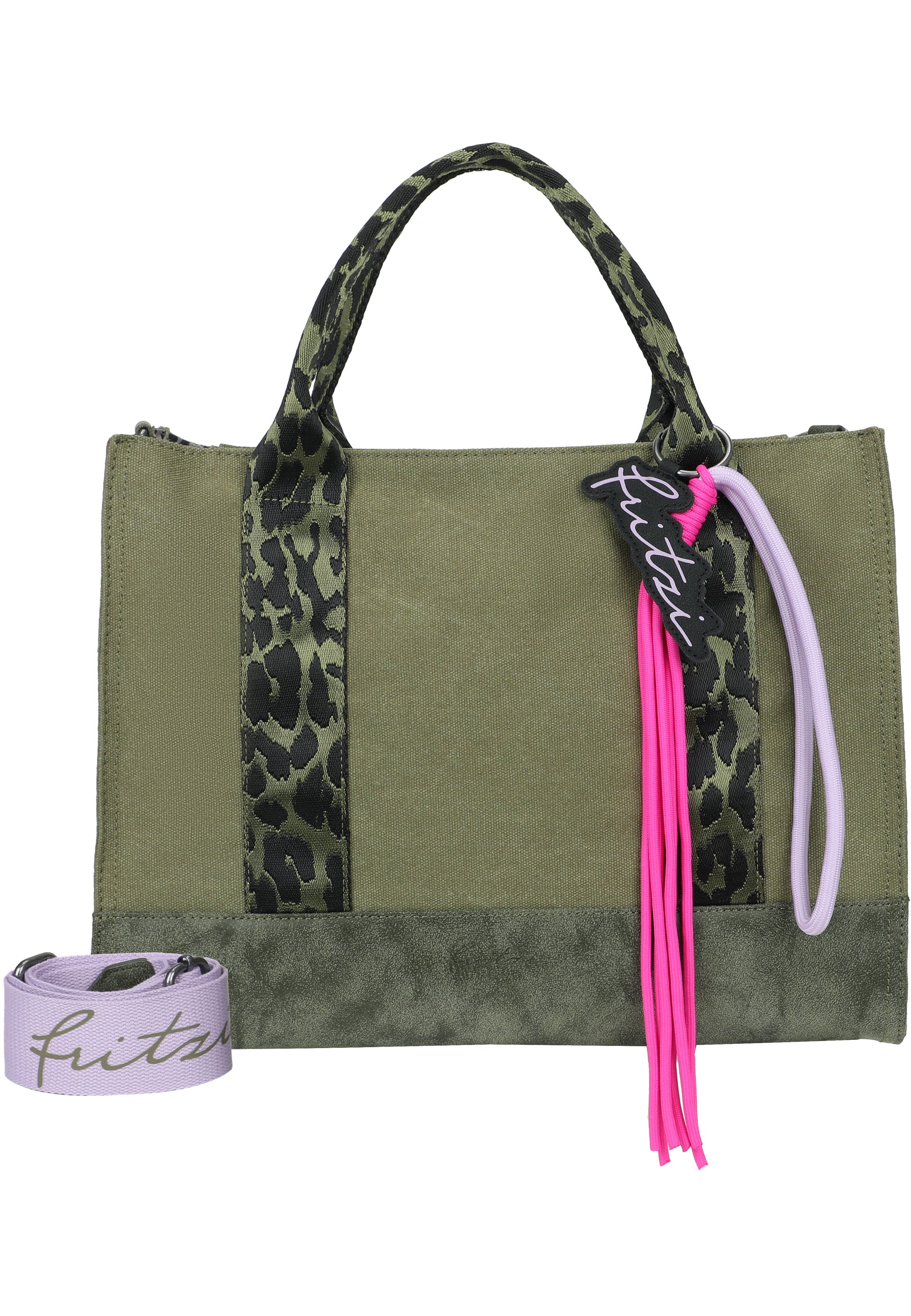 fritzi-aus-preu-en-tote-bag-limited-happy-leo-shopper-olive-vegan image 2