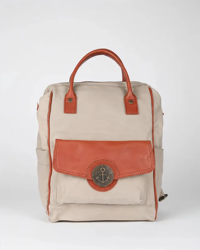 harbour-2nd-anchorlove-riona-rucksack-khaki-cognac-canvas image 1