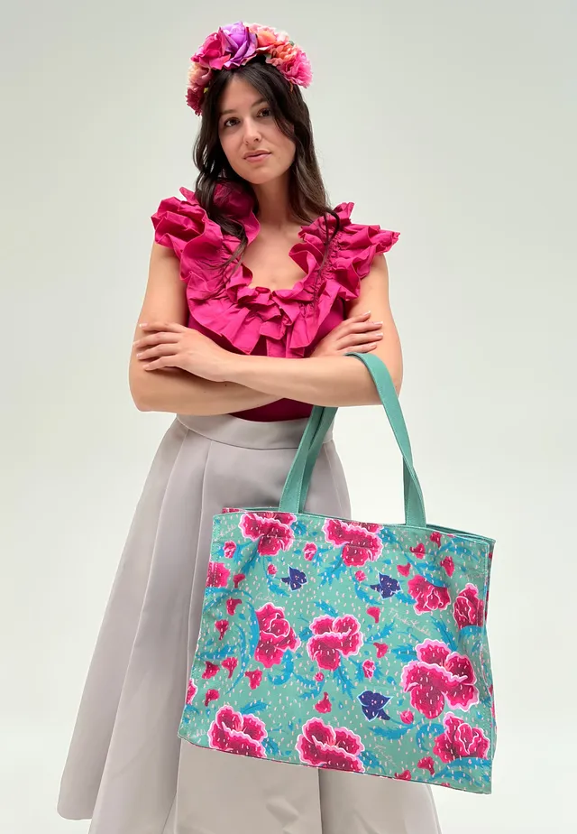 fritzi-easy01-limited-flower-shopper-canvas-frida-kahlo image 1