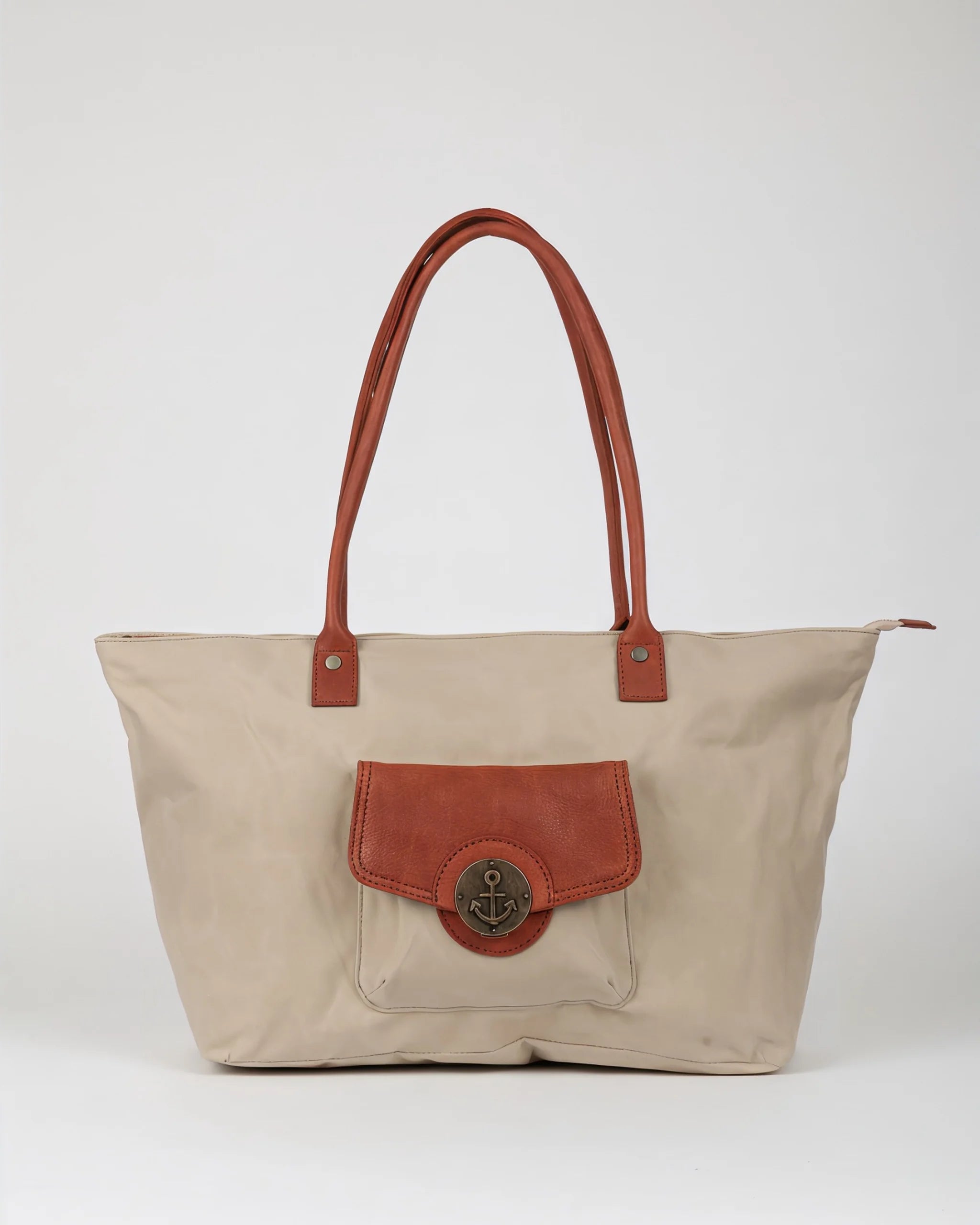 harbour-2nd-anchorlove-kisha-shopper-khaki-cognac-canvas image 1