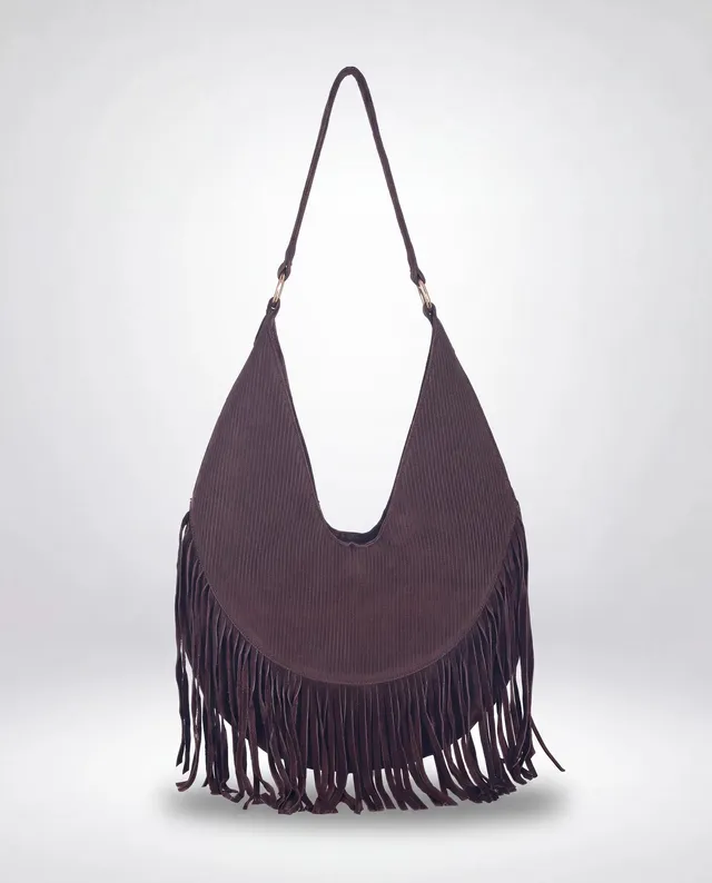 harbour-2nd-halona-hobobag-braun-cord-veloursleder-fransen image 1